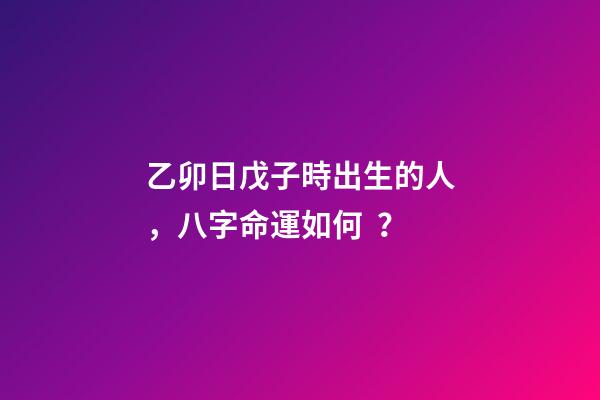 乙卯日戊子時出生的人，八字命運如何？